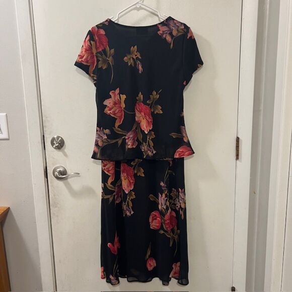 Positive Attitude Womens Black Floral Blouse & Skirt Set 2 Piece Set Size 16 - Picture 5 of 14